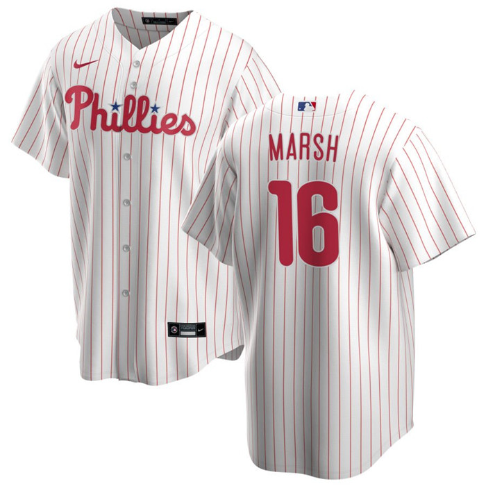 Personalized Men’s Philadelphia Phillies #16 Brandon Marsh White Cool Base Stitched Baseball Jersey