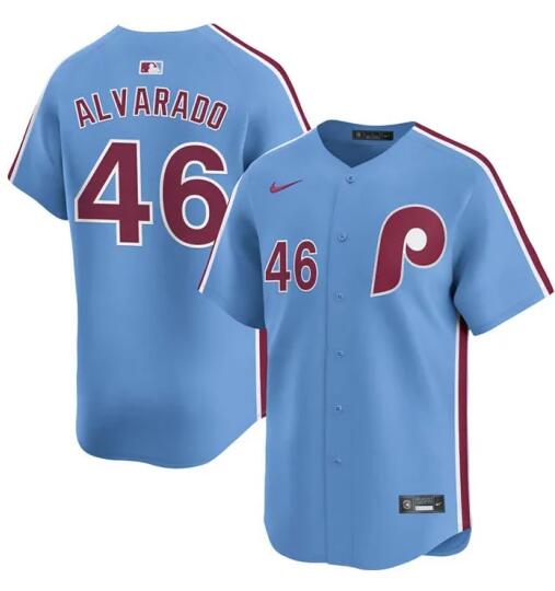 Personalized Men’s #46 Jose Alvarado Philadelphia Phillies Light Blue Baseball Jersey