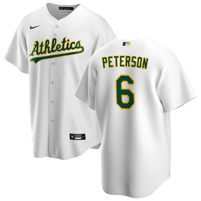 Personalized Men’s Oakland Athletics #6 Jace Peterson White Cool Base Stitched Jersey