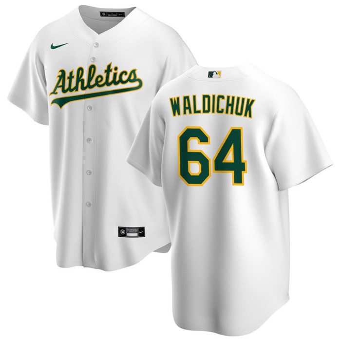 Personalized Men’s Oakland Athletics #64 Ken Waldichuk White Cool Base Stitched Jersey