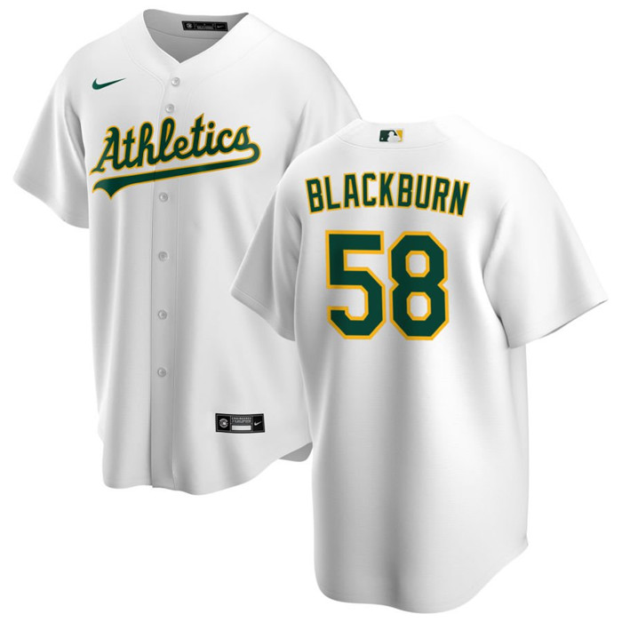 Personalized Men’s Oakland Athletics #58 Paul Blackburn White Cool Base Stitched Jersey