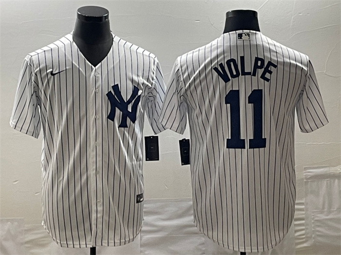Personalized Men’s New York Yankees #11 Anthony Volpe White Cool Base Stitched Baseball Jerseys