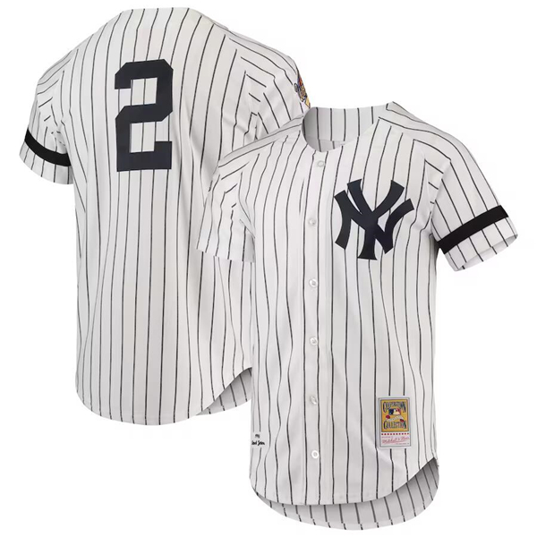 Personalized Men’s New York Yankees #2 Derek Jeter White 1996 Mitchell & Ness Cool Base Stitched Baseball Jersey
