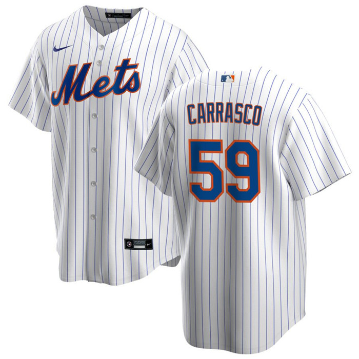 Personalized Men’s New York Mets #59 Carlos Carrasco White Cool Base Stitched Jersey