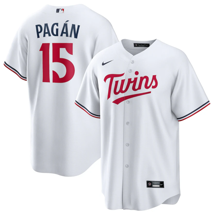 Personalized Men’s Minnesota Twins #15 Emilio Pagán White Cool Base Stitched Jersey