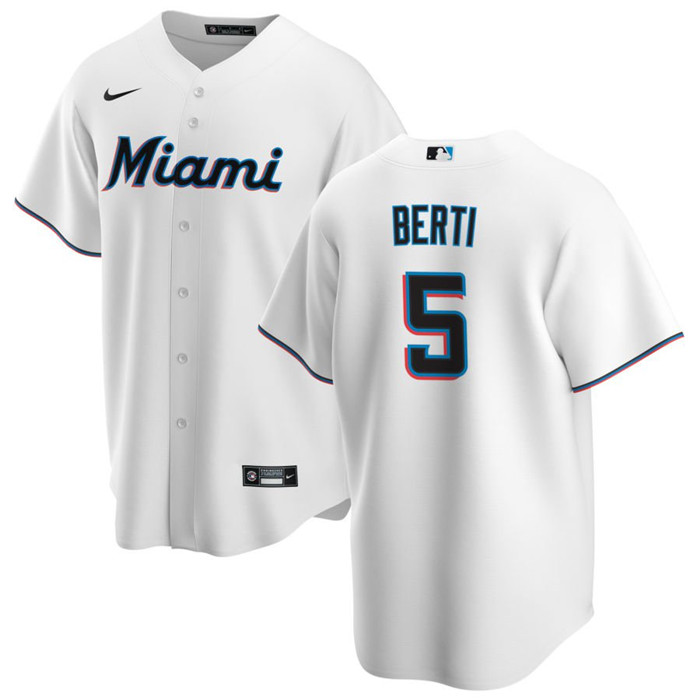 Personalized Men’s Miami Marlins #5 Jon Berti White Cool Base Stitched Baseball Jersey