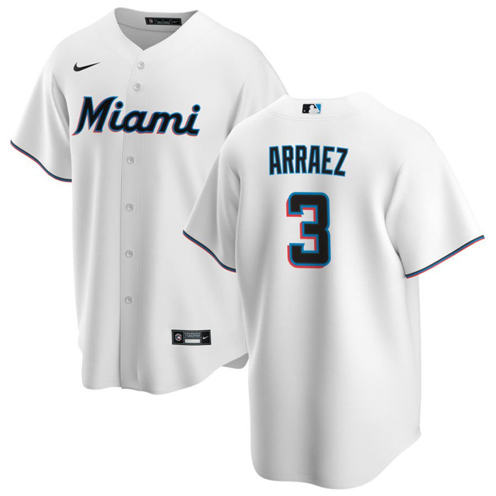 Personalized Men’s Miami Marlins #3 Luis Arraez White Cool Base Stitched Baseball Jersey