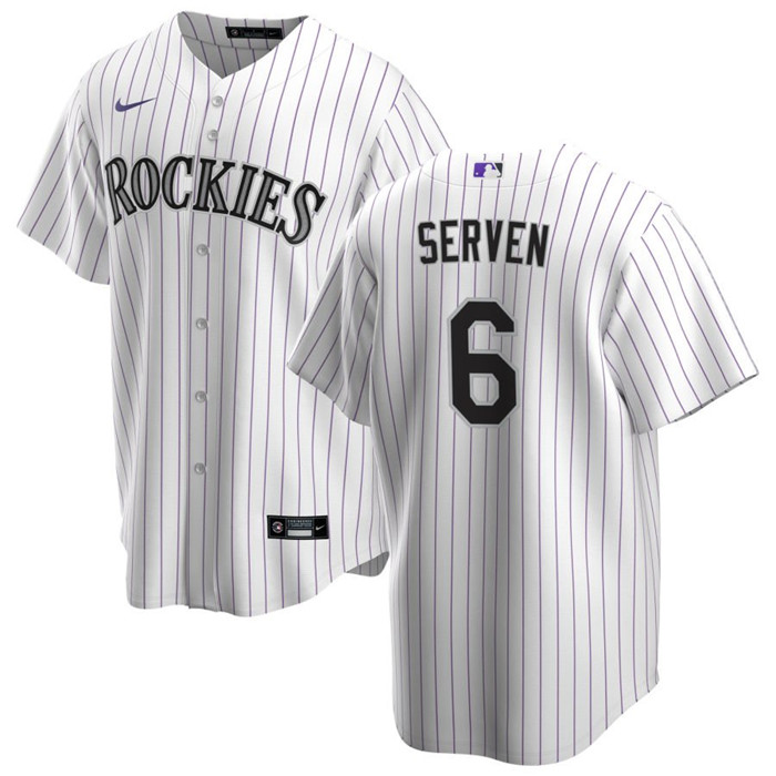 Personalized Men’s Colorado Rockies #6 Brian Serven White Stitched Baseball Jersey