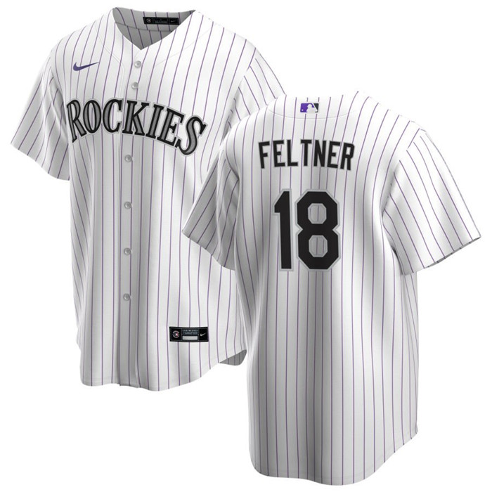 Personalized Men’s Colorado Rockies #18 Ryan Feltner White Stitched Baseball Jersey