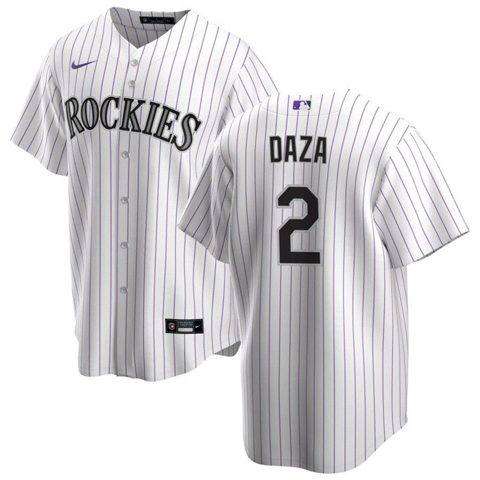 Personalized Men’s Colorado Rockies #2 Yonathan Daza White Stitched Baseball Jersey
