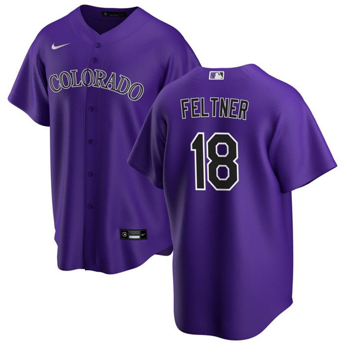 Personalized Men’s Colorado Rockies #18 Ryan Feltner Purple Stitched Baseball Jersey