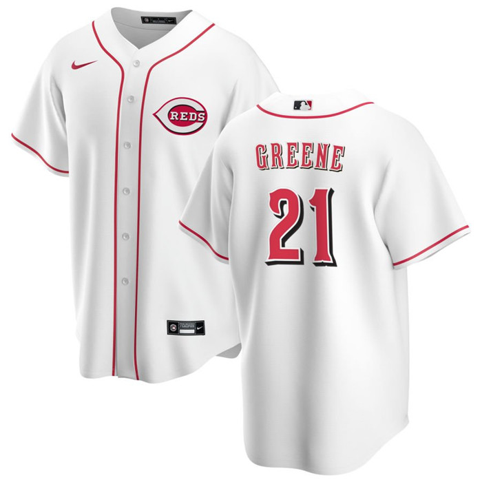 Personalized Men’s Cincinnati Reds #21 Hunter Greene White Cool Base Stitched Baseball Jersey