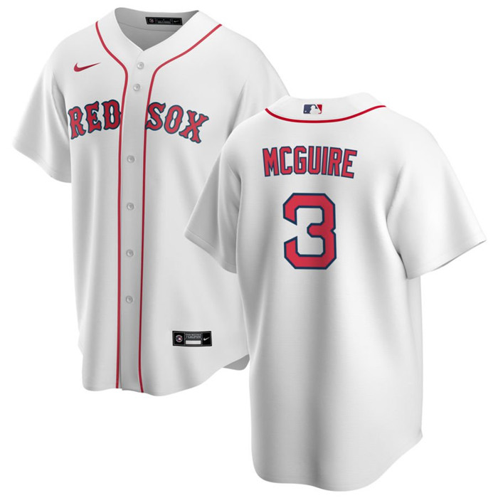 Personalized Men’s Boston Red Sox #3 Reese McGuire White Cool Base Stitched Baseball Jersey