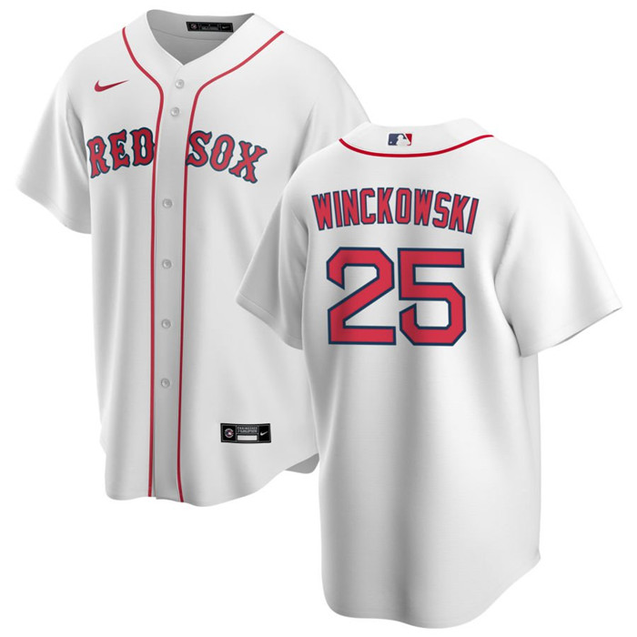Personalized Men’s Boston Red Sox #25 Josh Winckowski White Cool Base Stitched Baseball Jersey