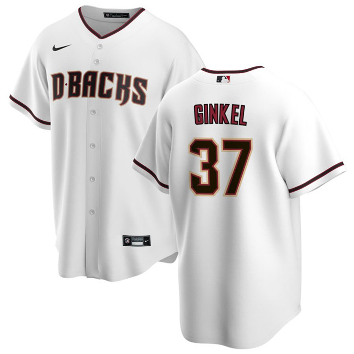 Personalized Men’s Arizona Diamondbacks #37 Kevin Ginkel White Cool Base Stitched Baseball Jersey