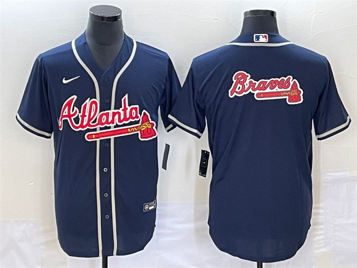 Personalized Men’s Atlanta Braves Navy Team Big Logo Cool Base Stitched Baseball Jerseys