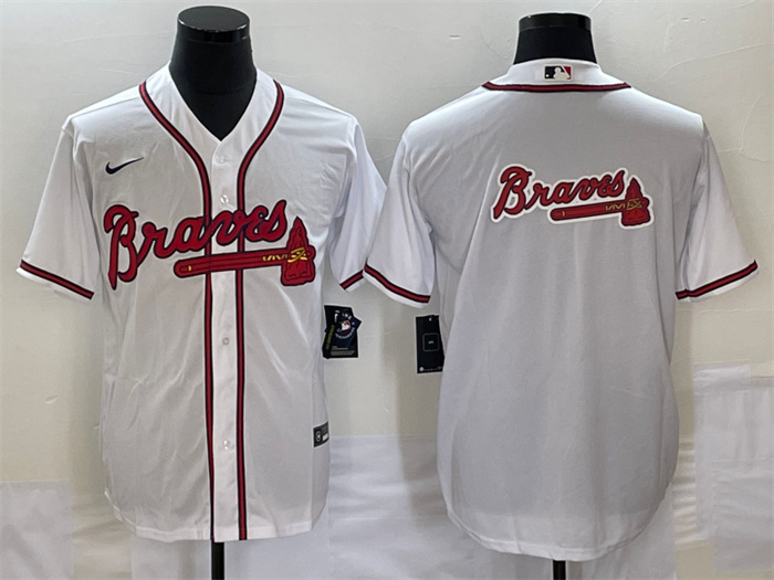 Personalized Men’s Atlanta Braves White Team Big Logo Cool Base Stitched Baseball Jersey