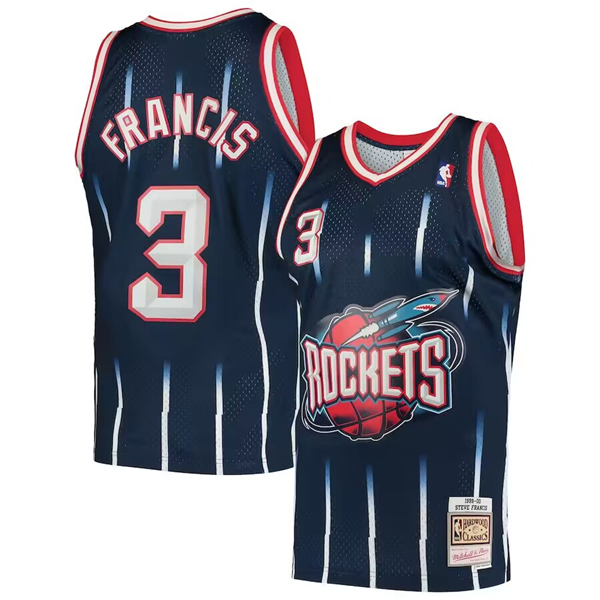 Personalized Men’s Houston Rockets #3 Steve Francis Navy 1999-2000 Mitchell & Ness Hardwood Classics Swingman Stitched Basketball Jersey