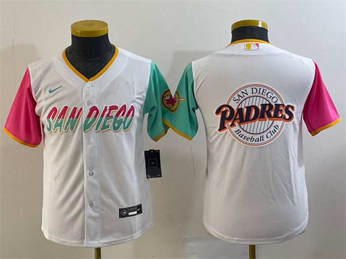 Personalized Youth San Diego Padres White Team Big Logo City Connect Stitched Baseball Jersey