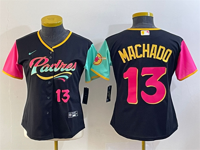 Personalized Youth San Diego Padres #13 Manny Machado Black City Connect With Patch Stitched Baseball Jersey