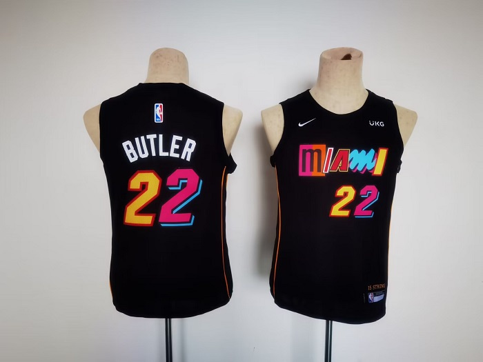 Personalized Youth Miami Heat #22 Jimmy Butler Black City Edition Swingman Stitched Jersey