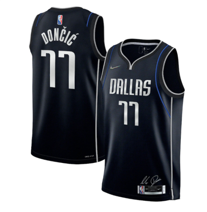 Personalized Youth Dallas Mavericks #77 Luka Doncic Navy 75th Anniversary Stitched Basketball Jersey