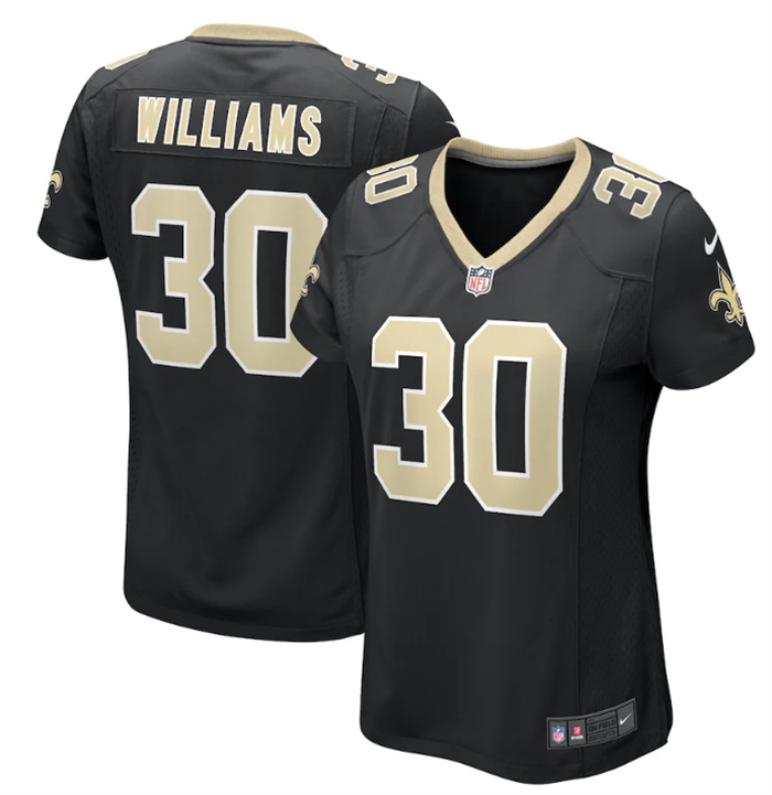 Personalized Women’s New Orleans Saints #30 Jamaal Williams Black Stitched Game Jersey(Run Small)