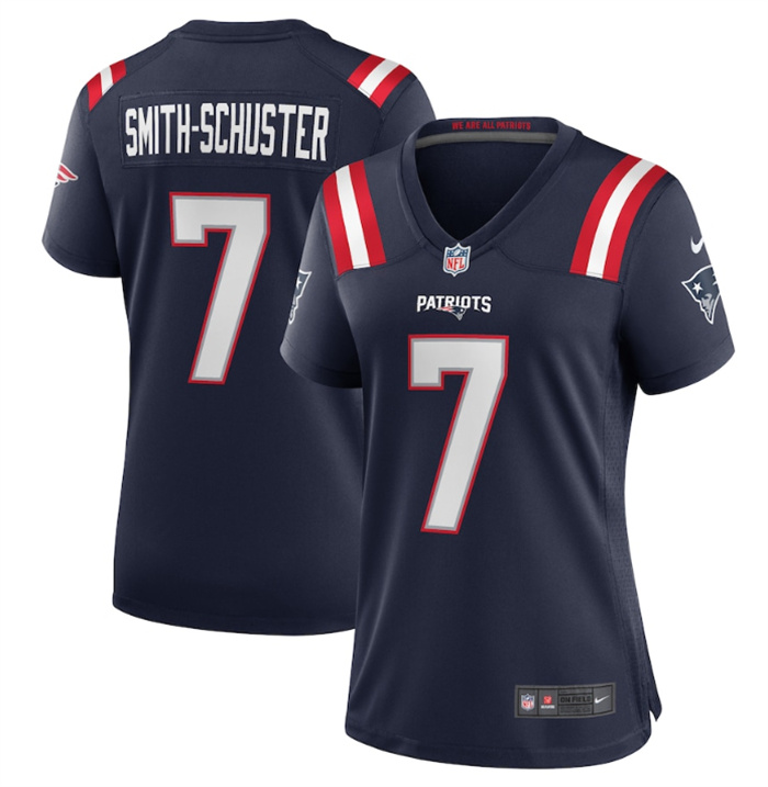 Personalized Women’s New England Patriots #7 JuJu Smith-Schuster Navy Stitched Game Jersey(Run Small)