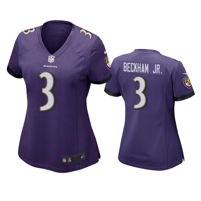 Personalized Women’s Baltimore Ravens #3 Odell Beckham Jr. Purple Football Jersey(Run Small)