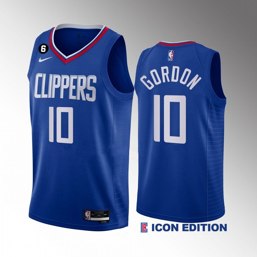 Personalized Men’s Los Angeles Clippers #10 Eric Gordon Blue Icon Edition With No.6 Patch Stitched Jersey