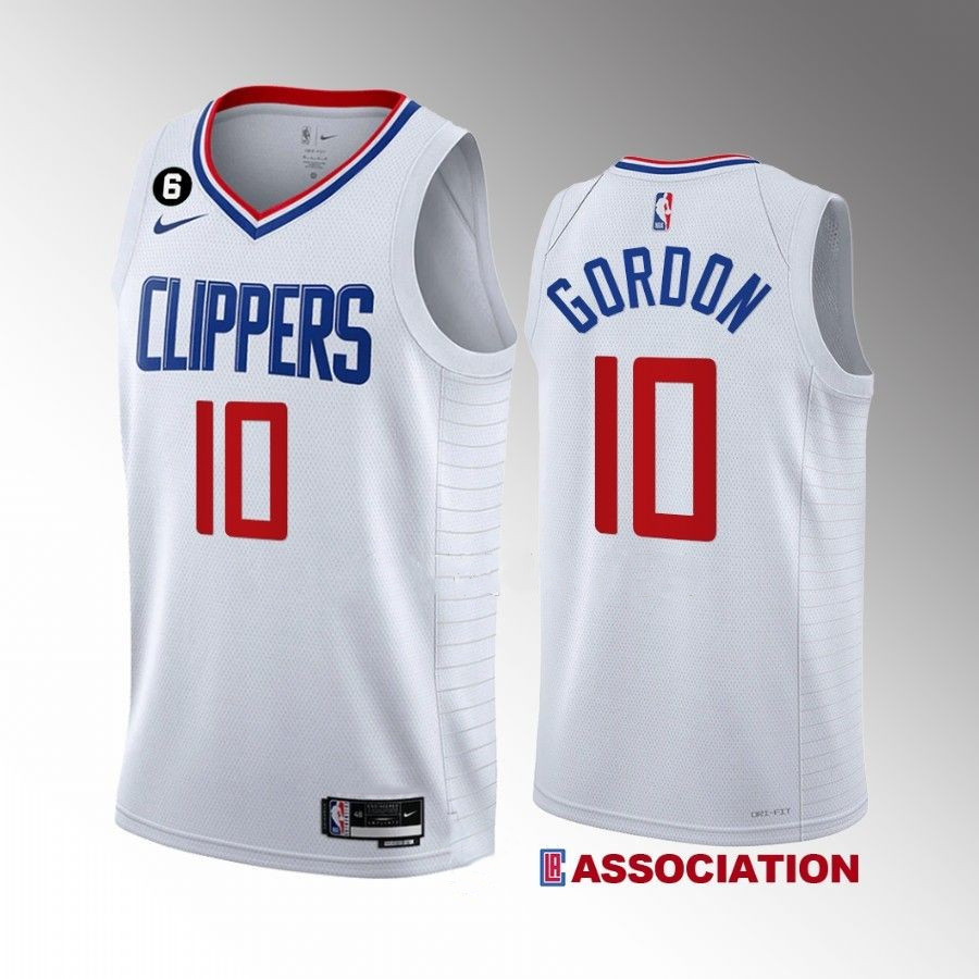 Personalized Men’s Los Angeles Clippers #10 Eric Gordon White Association Edition With No.6 Patch Stitched Jersey