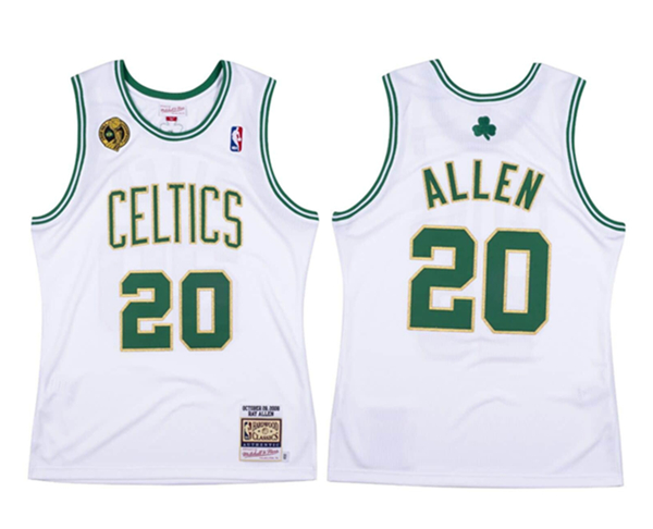 Personalized Men’s Boston Celtics #20 Ray Allen White Throwback 2008-09 Stitched Jersey