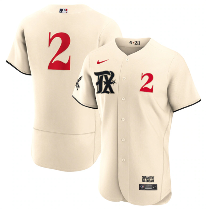 Personalized Men’s Texas Rangers #2 Marcus Semien Cream 2023 City Connect Flex Base Stitched Baseball Jersey