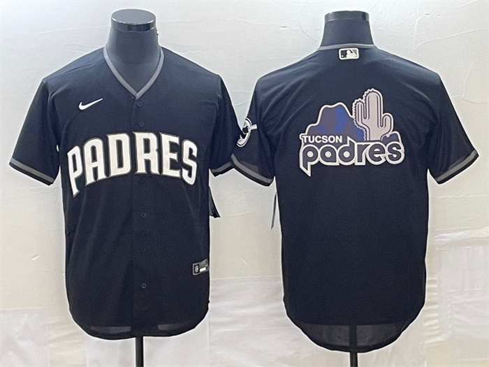 Personalized Men’s San Diego Padres Black Team Big Logo Cool Base Stitched Baseball Jersey