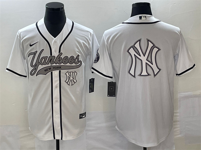 Personalized Men’s New York Yankees White Team Big Logo Cool Base Stitched Baseball Jersey
