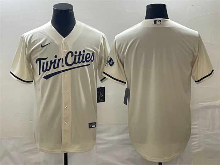 Personalized Men’s Minnesota Twins Blank Cream Cool Base Stitched Baseball Jersey