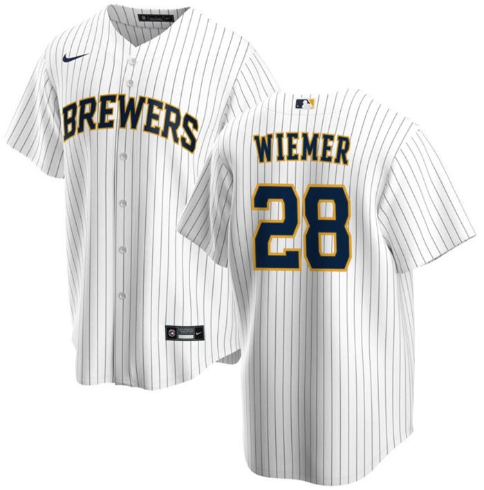 Personalized Men’s Milwaukee Brewers #28 Joey Wiemer Cream Cool Base Stitched JerseyS
