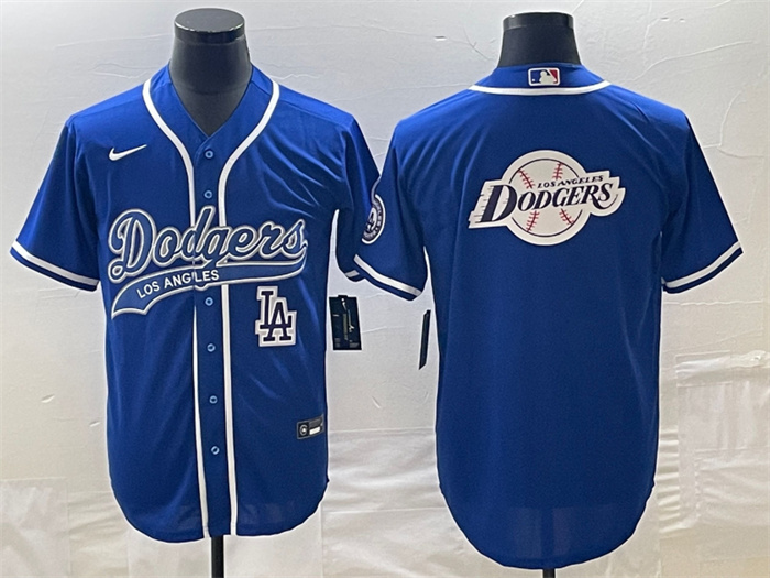 Personalized Men’s Los Angeles Dodgers Blue Team Big Logo With Patch Cool Base Stitched Baseball Jersey