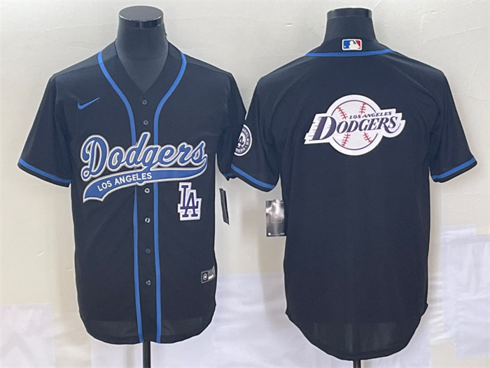 Personalized Men’s Los Angeles Dodgers Black Team Big Logo With Patch Cool Base Stitched Baseball Jersey