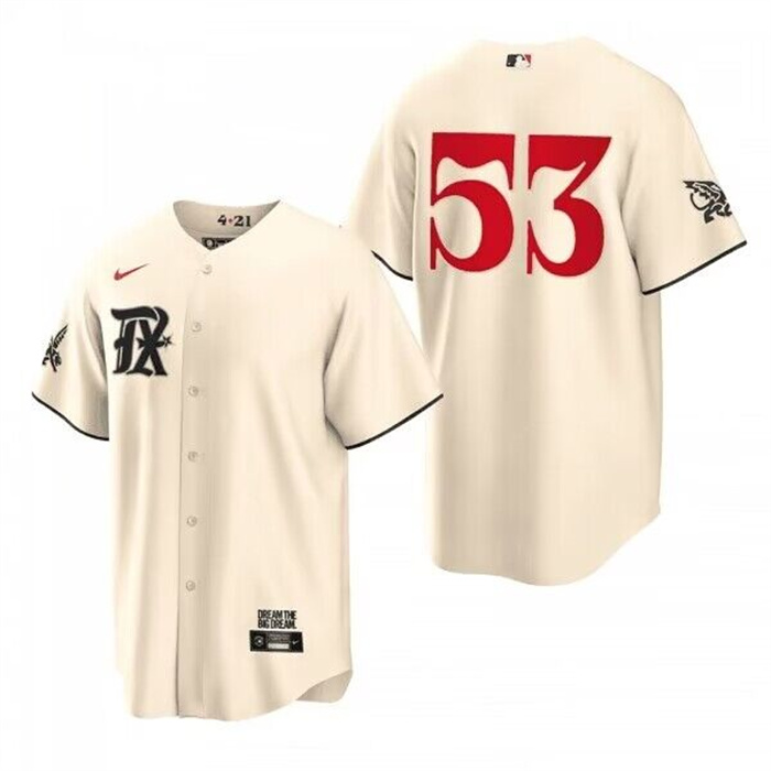 Personalized Men’s Texas Rangers #53 Adolis García Cream 2023 City Connect Cool Base Stitched Baseball Jersey