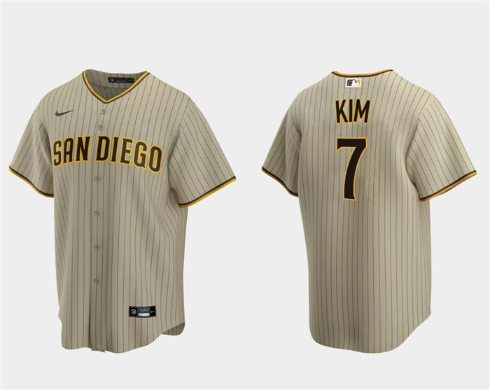 Personalized Men’s San Diego Padres #7 Ha-Seong Kim Tan Cool Base Stitched Jersey