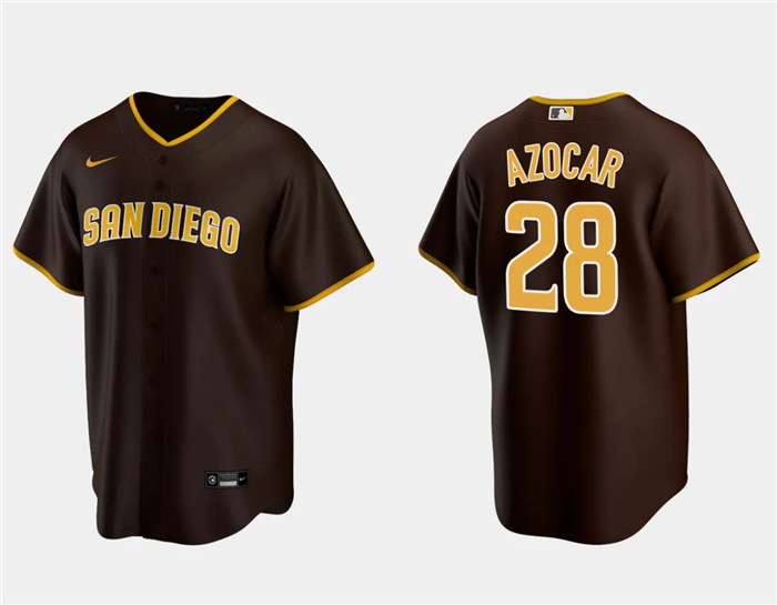 Personalized Men’s San Diego Padres #28 José Azócar Brown Cool Base Stitched Jersey