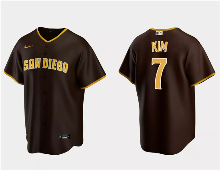 Personalized Men’s San Diego Padres #7 Ha-Seong Kim Brown Cool Base Stitched Jersey
