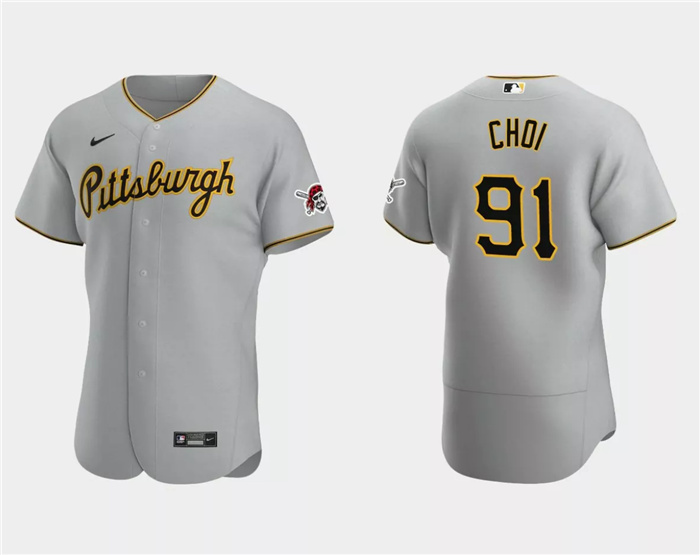 Personalized Men’s Pittsburgh Pirates #91 Ji Man Choi Grey Flex Base Stitched Baseball Jersey