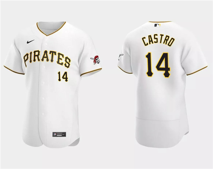 Personalized Men’s Pittsburgh Pirates #14 Rodolfo Castro White Flex Base Stitched Baseball Jersey