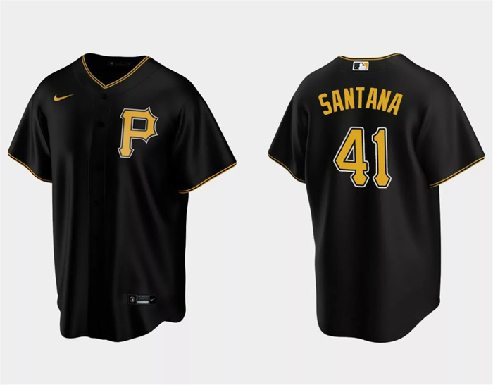 Personalized Men’s Pittsburgh Pirates #41 Carlos Santana Black Cool Base Stitched Baseball Jersey