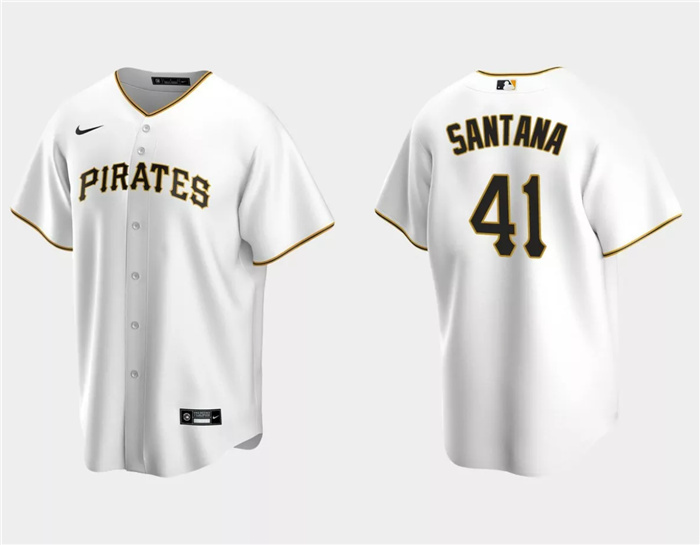 Personalized Men’s Pittsburgh Pirates #41 Carlos Santana White Cool Base Stitched Baseball Jersey