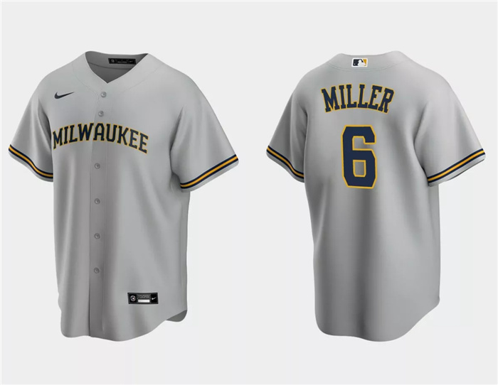 Personalized Men’s Milwaukee Brewers #6 Owen Miller Grey Cool Base Stitched Jersey