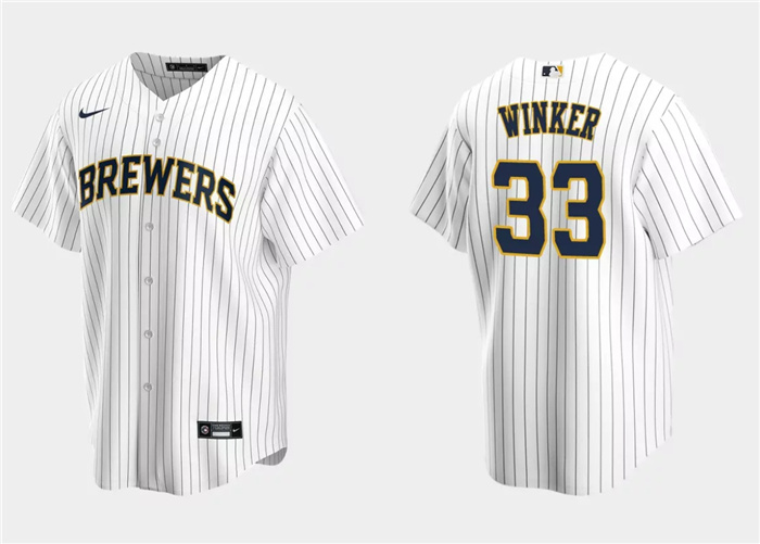 Personalized Men’s Milwaukee Brewers #33 Jesse Winker White Cool Base Stitched Jersey
