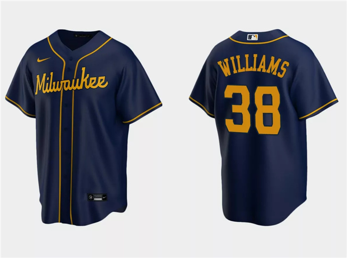 Personalized Men’s Milwaukee Brewers #38 Devin Williams Navy Cool Base Stitched Jersey